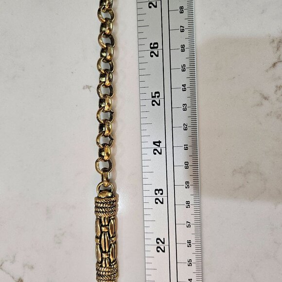Vintage Solid Brass Gold Tone Couture Chain Ornate Chain Link Belt Boho - Picture 7 of 7